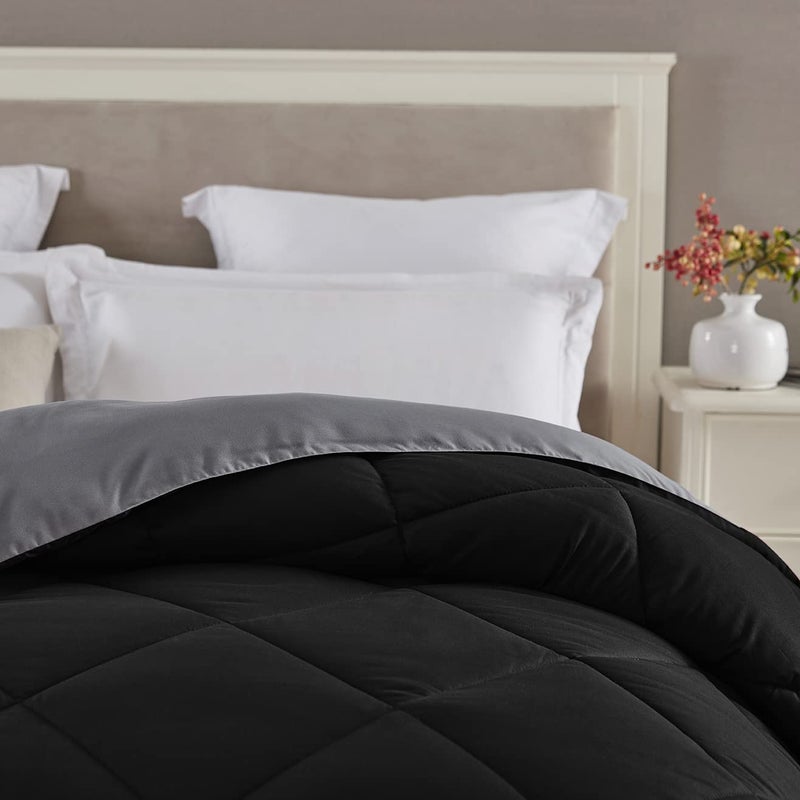 Seward Park Full Queen Size Black Grey Comforter Reversible Lightweight Boys Bedding Cooling Bedspread All Season Fall Blanket - Image 2